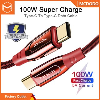 Mcdodo 100W PD USB C ถึง Type-C 5A สายชาร์จเร็วสุดสำหรับ Samsung Macbook HUAWEI Data Tranfer
