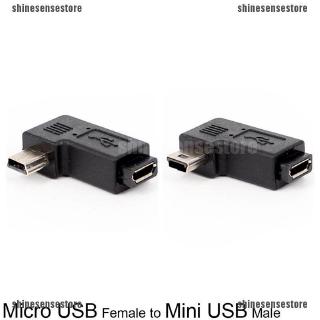 Sh❉90 องศา มุมซ้าย ขวา Mini USB Type A ตัวผู้ เป็น Micro USB ตัวเมีย