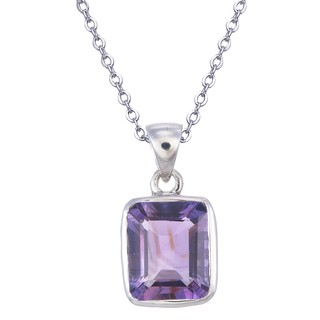 จี้พลอยอเมทิสต์แท้ พร้อมสร้อย  เงิน 92.5 % ชุบโรเดียม  Pendent	amethyst &amp; necklace silver 92.5 %  Rhodium plating