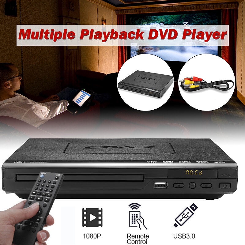 [มีของส่งทันที] DVD PLAYER USB3.0 เครื่องเล่นดีวีดี/ซีดี/เพลง/ภาพ/วิดีโอ + รีโมทคอนโทรล1ตัว+
