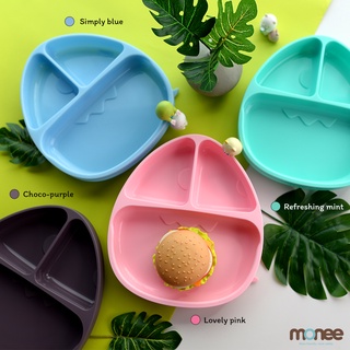 จานซิลิโคน ดูดโต๊ะได้ ลายไดโนเสาร์ monee Dinosaur Silicone Suction Food Plate