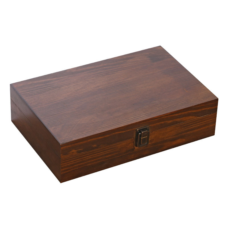 Wooden rectangular wooden box paper certificate documents the desktop