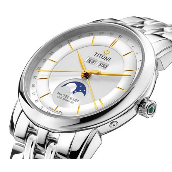 【値下げ】TITONI MASTER SERIES 94588 S-637 Titoni's Master Series with a moon phase function comes in