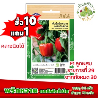 (ซื้อ10แถม1) เมล็ดพันธุ์ พริกหวาน แคลิฟอร์เนีย Hot pepper california ประมาณ 70เมล็ด เจียไต๋ เมล็ดพันธุ์พืช