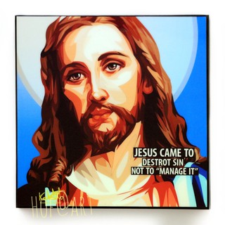 Jesus Christ พระเยซู GOD พระเยซูคริสต์ รูปภาพ​ติด​ผนัง​ pop art ของขวัญ​ แต่งบ้าน ของสะสม รูปภาพ