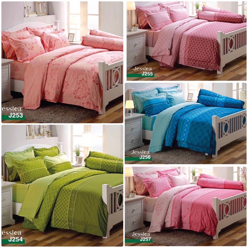 JESSICA ผ้าปูที่นอน (ไม่รวมผ้านวม) (J.253-J.257) เจสสิก้า 3.5ฟุต 5ฟุต 6ฟุต พิมพ์ลาย สีพื้นTC j 253 2