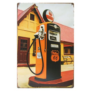 ป้ายสังกะสีวินเทจ Phillips 66 Gas Station