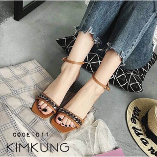 [Codeลด100:bass]🔥 รองเท้าส้นสูง แต่งโซ่ style พร้อมส่ง! F6545