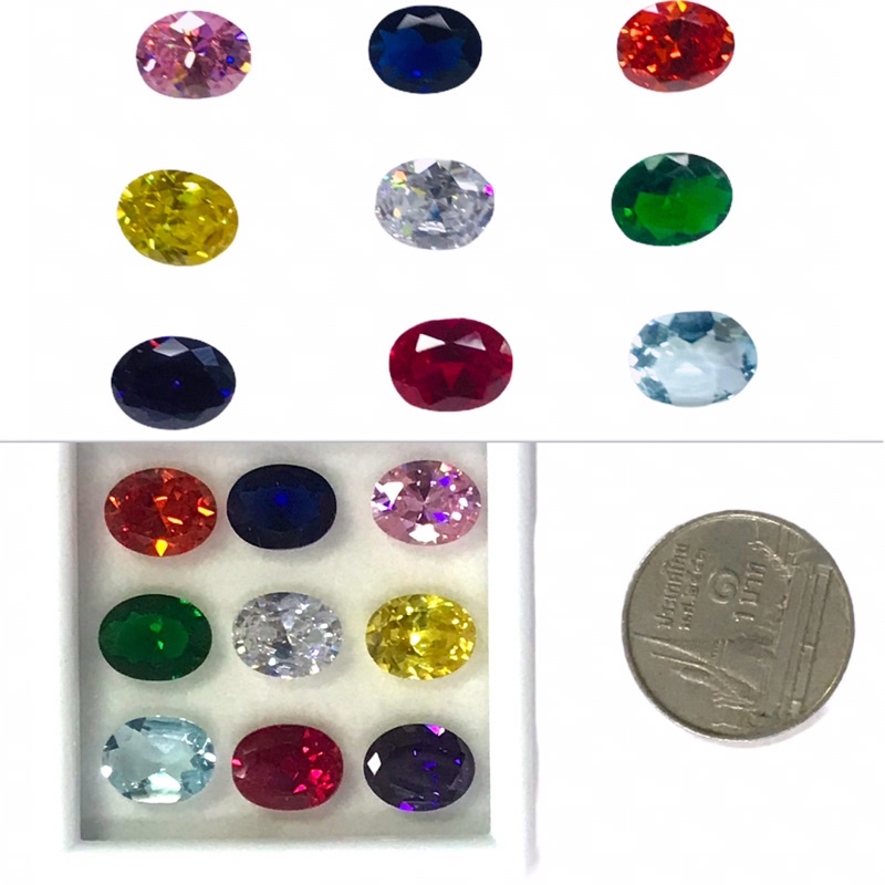 CZ พลอยนพเก้า(นพรัตน์) 9สี  รูปไข่ ทรงวงรี. CZ Oval 9 colors. Nopkao