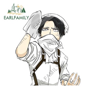 Earlfamily สติกเกอร์ ลายอนิเมะ Attack on Titan Levi Ackerman ขนาด 13 ซม. x 10.6 ซม. สําหรับตกแต่งรถยนต์ รถจักรยานยนต์