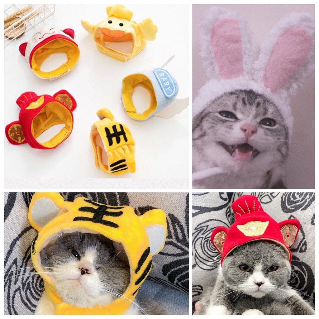 หมวกสัตว์เลี้ยง คลุมหัวสัตว์ หมวกแมว แฟชั่นสัตว์ น่ารัก