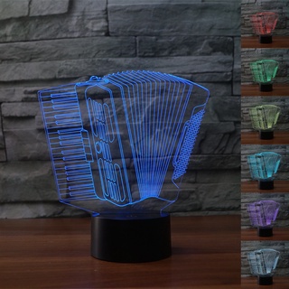 โคมไฟตั้งโต๊ะ LED รูปหีบเพลง ไล่โทนสี 7 สี ชาร์จ USB