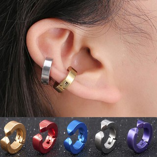 ต่างหู ไม่ต้องเจาะหู ตุ้มหู Clip-on Fake Stainless Steel Earrings No Pierced Non-piercing Earcuff Ear Clip - 1 ข้าง