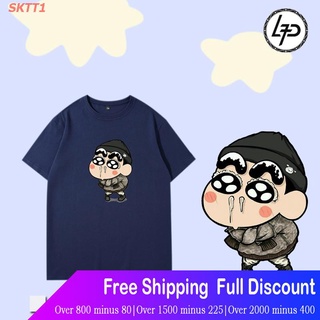 Tee เสื้อยืดลำลอง เสื้อยืดคอกลมแขนสั้นพิมพ์ลาย Crayon Shin-Chan สําหรับผู้ชาย Short sleeve T-shirts