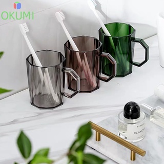 OKUMI_SHOP แก้วน้ำมีหู แก้วน้ำพลาสติกใส ทรงแปดเหลี่ยม