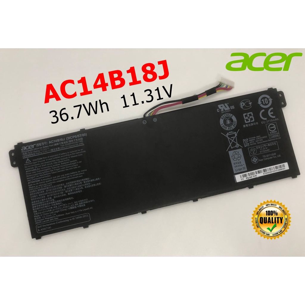 ACER แบตเตอรี่ AC14B18J ของแท้ (สำหรับ Aspire ES1-512 ES1-511 Chromebook C810 CB3-111 CB5-571 CB3-53