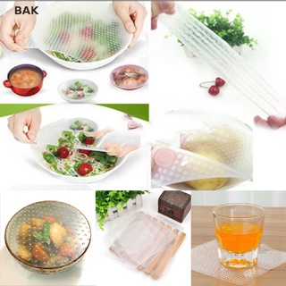 BAK 4PCS ซิลิโคน wraps ปิดผนึกอาหารยืดอาหารสดฟิล์มคลิ่งเก็บเครื่องมือครัวเครื่องมือ BA