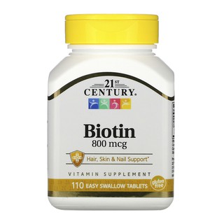 (พร้อมส่ง) 21st Century Biotin 800 mcg 110 Easy Swallow Tablets