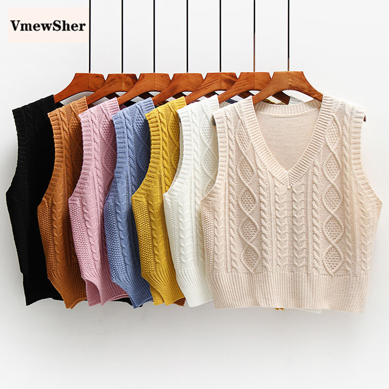 Vmewsher women knitted vest fashion v neck sweater tops