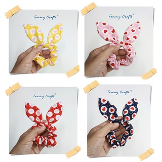 ยางรัดผมหูกระต่าย โดนัทรัดผม ผ้าคอตตอน ลายหัวใจ Bunny Ears cotton Hairs scrunchies