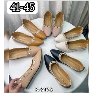 👠รองเท้าไซส์ใหญ่ คัชชู ประดับหมุดวาเลน 41-45