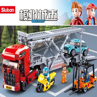 ProudNada Toys ของเล่นเด็ก ตัวต่อ รถเทนเลอร์ รถบรรทุกรถยนต์ Sluban 542 PCS M38-B0880