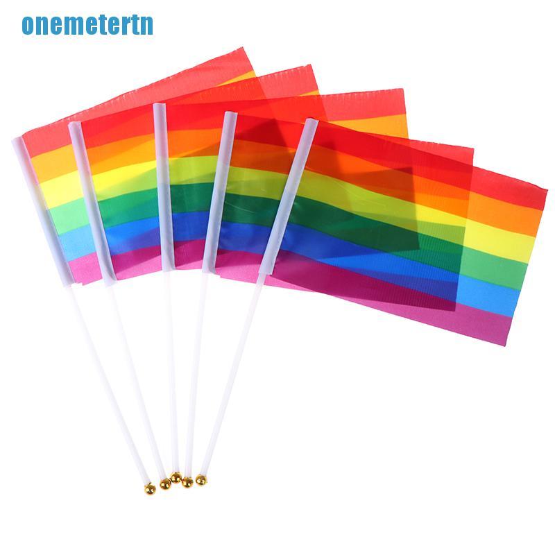 MET5X Rainbow Handheld Waving Flag Gay Pride Lesbian Peace LGBT Banner