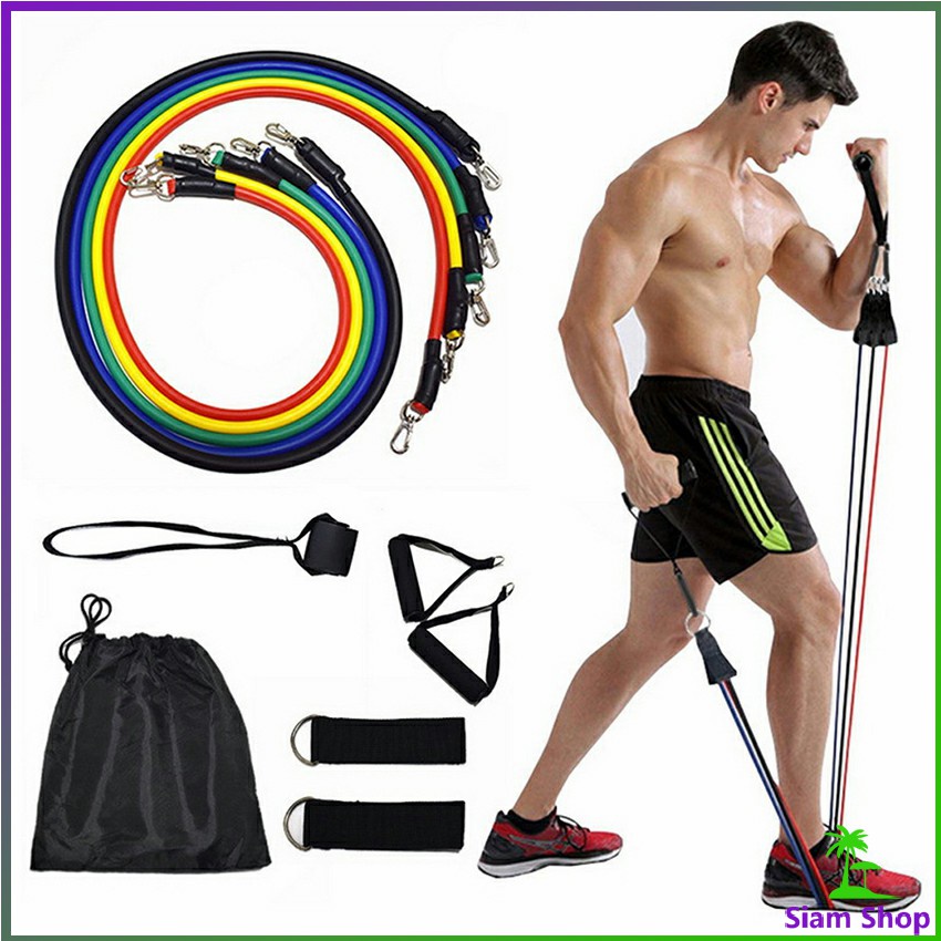[A704] สายแรงต้าน ออกกำลังกาย ยางยืดกล้ามเนื้อ ยางยืด ครบชุด  สร้างกล้ามเนื้อ Fitness pull rope