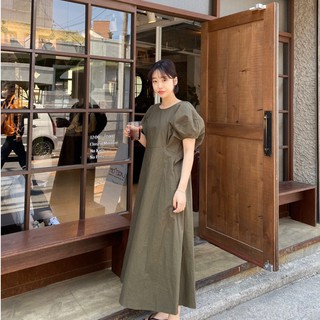 พร้อมส่ง 🥝 greenarmy minimal dress C1166 เดรสยาวมินิมอล เดรสยาว มี 2 สี ดำ เขียว