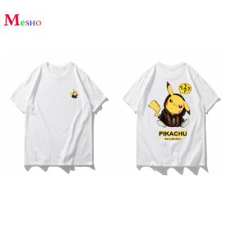 แฟชั่นถนน Pikachu ซีรีส์-Pi003 Unisex เสื้อยืดผู้หญิงสไตล์ใหม่และผู้ชายแขนสั้นเสื้อยืด