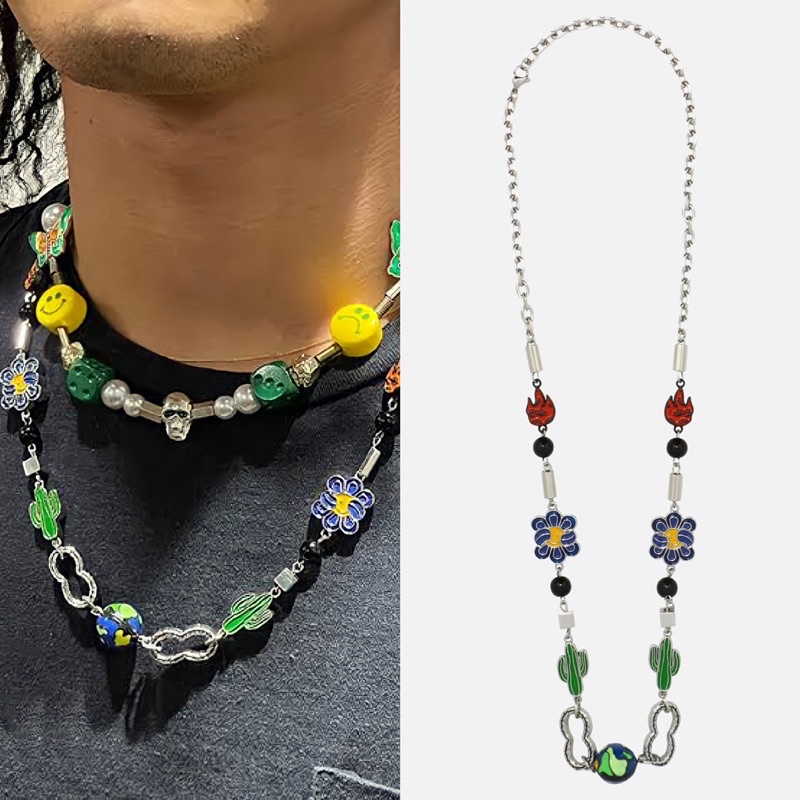 Sale สร้อยคอโซ่ต้นกระบองเพชรไฟ SALUTE Cactus Flower Flame Necklace พร้อมส่ง