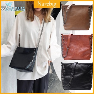 กระเป๋าสะพายไหล่แฟชั่นสำหรับสตรีหนัง PU สายโซ่ Crossbody