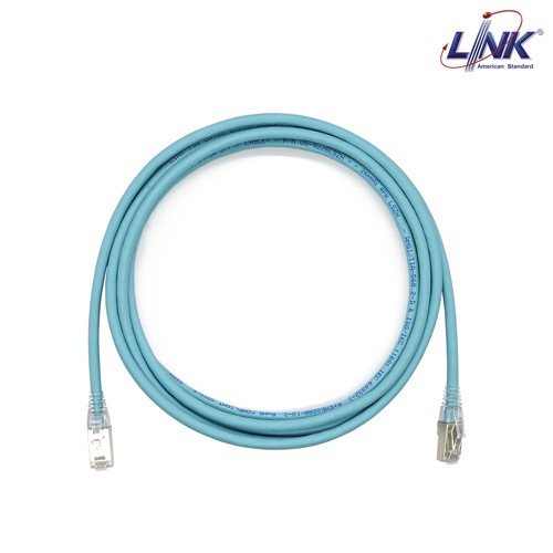 [ใหม่] LINK สายแลน CAT6A Shield RJ45-RJ45 PATCH CORD XG LSZH US-52XXSLZ-9 สี Aqua Blue รองรับความเร็ว 10 Gbps