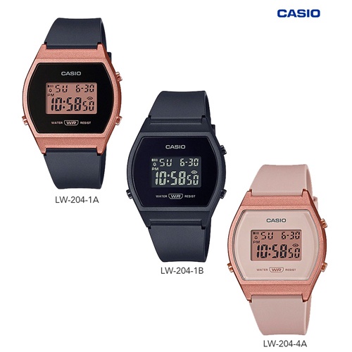 CASIO นาฬิกาข้อมือผู้หญิง สายเรซิน รุ่น LW-204,LW-204-1A,LW-204-1B,LW-204-4A,LW-204-1ADF,LW-204-1BDF