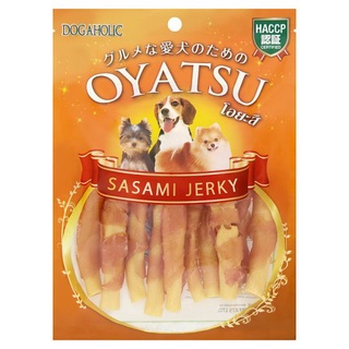 ขนมสุนัขด็อกอะโฮลิค โอยะสึ ซาซามิ เจอร์กี้ ไก่พันสติ๊ก รสชีส อาหารเสริมสำหรับสุนัข 10 ชิ้น Dogaholic Oyatsu Sasami Jerky