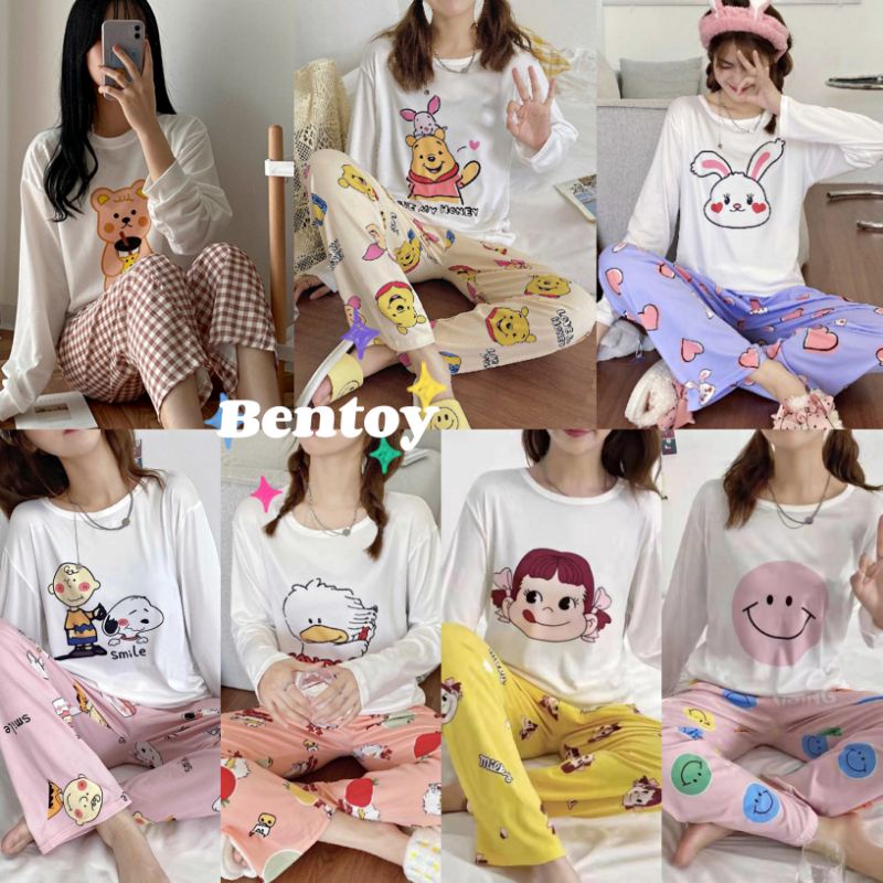 Bentoy(SY10)ชุดนอนแขนยาวขายาวลายการ์ตูน ชุดนอนน่ารัก ผ้าคอตตอน