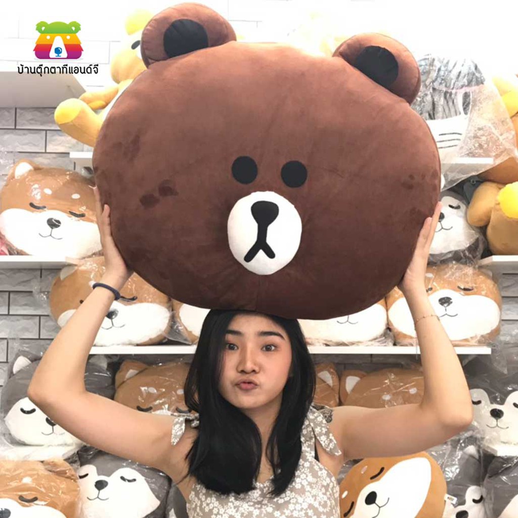 ใบใหญ่มาก ตุ๊กตาหมอนอิง หน้าหมี นุ่มนิ่มใยไมโคร 7D ขนาดจัมโบ้