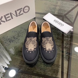 Kenzo sneaker รองเท้าสลิปออน รองเท้าผ้าใบพื้นดำ