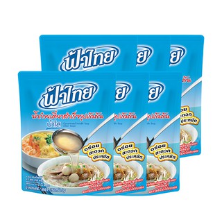 ฟ้าไทย น้ำก๋วยเตี๋ยวสำเร็จรูปเข้มข้น น้ำใส 350 กรัม x 6 ซอง Fah Thai Instant Noodles Concentrated Clear 350 grams x 6 sa