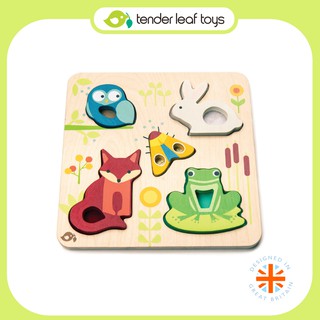 Tender Leaf Toys ของเล่นไม้ ของเล่นเสริมพัฒนาการ บอร์ดกระตุ้นประสาทสัมผัสลายสัตว์ Touchy Feely Animals