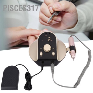 Pisces317 เครื่องสว่านไฟฟ้า 35000Rpm 45W ความแม่นยําสูง จอแสดงผล Led สีทอง สําหรับตกแต่งเล็บ