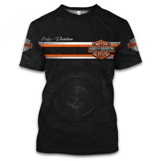 ใหม่ล่าสุด เสื้อเชิ้ตแขนสั้น ลายศิลปะ harley davidson 2022