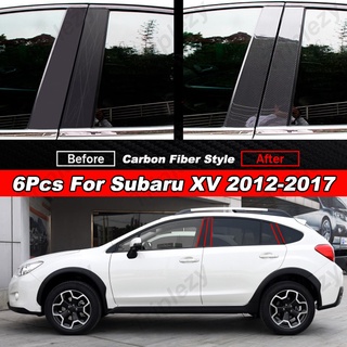 สติกเกอร์คาร์บอนไฟเบอร์ สีดํามันวาว 6 ชิ้น สําหรับ Subaru XV 2018-2021