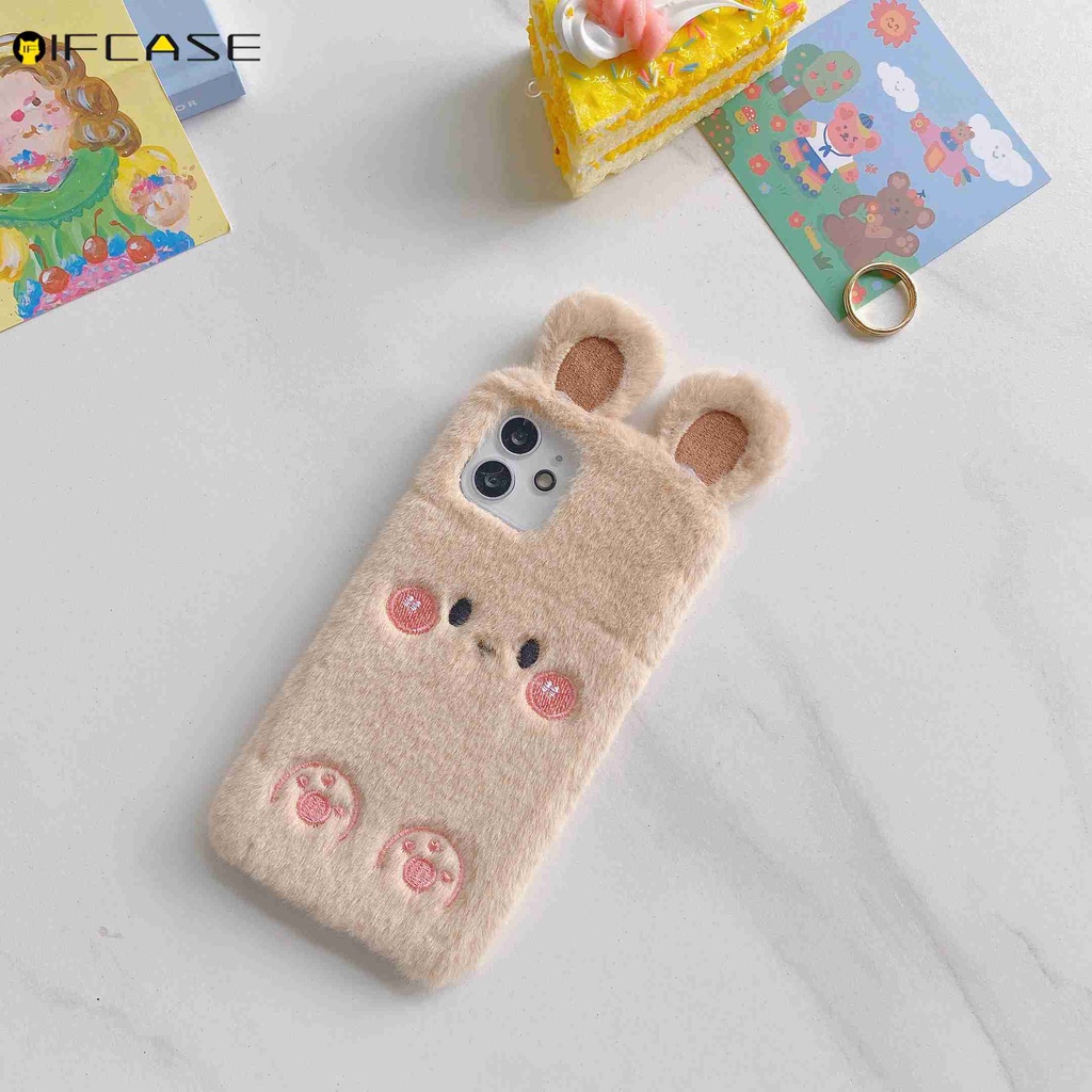 Xiaomi Poco X3 GT F3 Redmi K40 K30 K20 Note 7 Pro 7A 6 6A Pro 5 Plus Phone Case Hairy Plush Carrot Rabbit Winter Warm Cute Cartoon Pink Soft TPU Casing Cases Case Cover #8