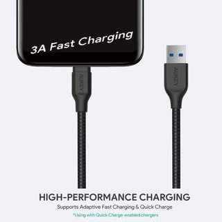 [สำหรับ iPhone 16] AUKEY สายชาร์จ 60W Nylon USB-A to C 3A QC3.0 + CarPlay&AndroidAuto CB-CD43/CD44