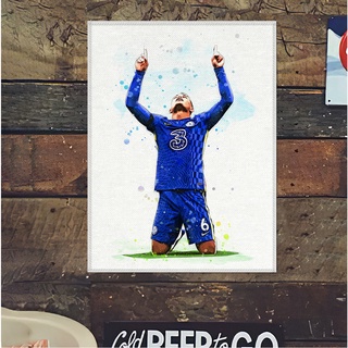 โปสเตอร์ ผ้าแคนวาส ติอาโก้ ซิลวา เชลซี Thiago Silva Chelsea ภาพวาด ศิลปะ นักบอล นักฟุตบอล