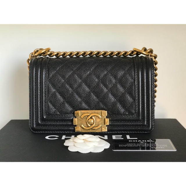 Chanel Boy 8” Black Caviar Gold Hardware Holo19