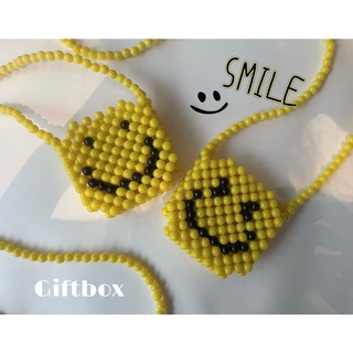 💛พร้อมส่ง💛กระเป๋าสะพายลูกปัด SMILY กระเป๋าลูกปัดไซต์มินิ กระเป๋าลูกปัดมุก กระเป๋าลูกปัดสีเหลือง กระเป๋าลูกปัดหัวใจ