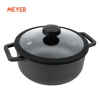 MEYER หม้อเหล็กหล่อ ขนาด 20 24 cm พร้อมฝาแก้ว กระทะร้อน หม้อต้ม หม้ออเนกประสงค์ หม้อต้มอาหาร Cast Iron Pot