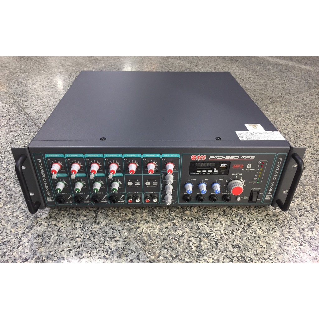 เพาเวอร์มิกเซอร์ เครื่องขยายเสียง และ เครื่องผสมสัญญาณเสียง PMD-250MP3 NPE POWER MIXER PMD-250MP3